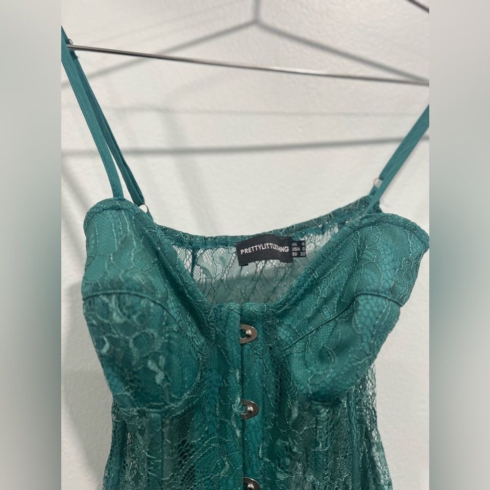 Pretty little thing teal corset